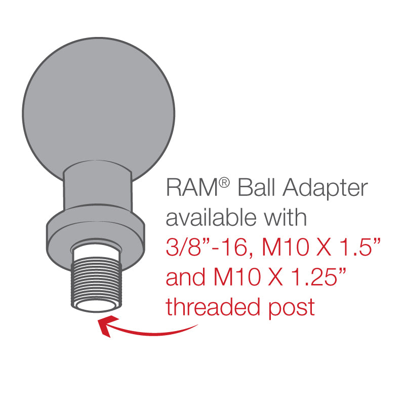 Ball Adapter with M10 x 1.5 Threaded Post