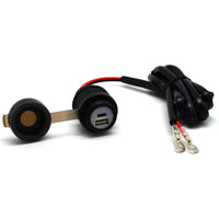 Dual USB A+C Socket 12-24V with Handlebar Mount 21mm or 25mm