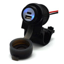Dual USB A+C Socket 12-24V with Handlebar Mount 21mm or 25mm
