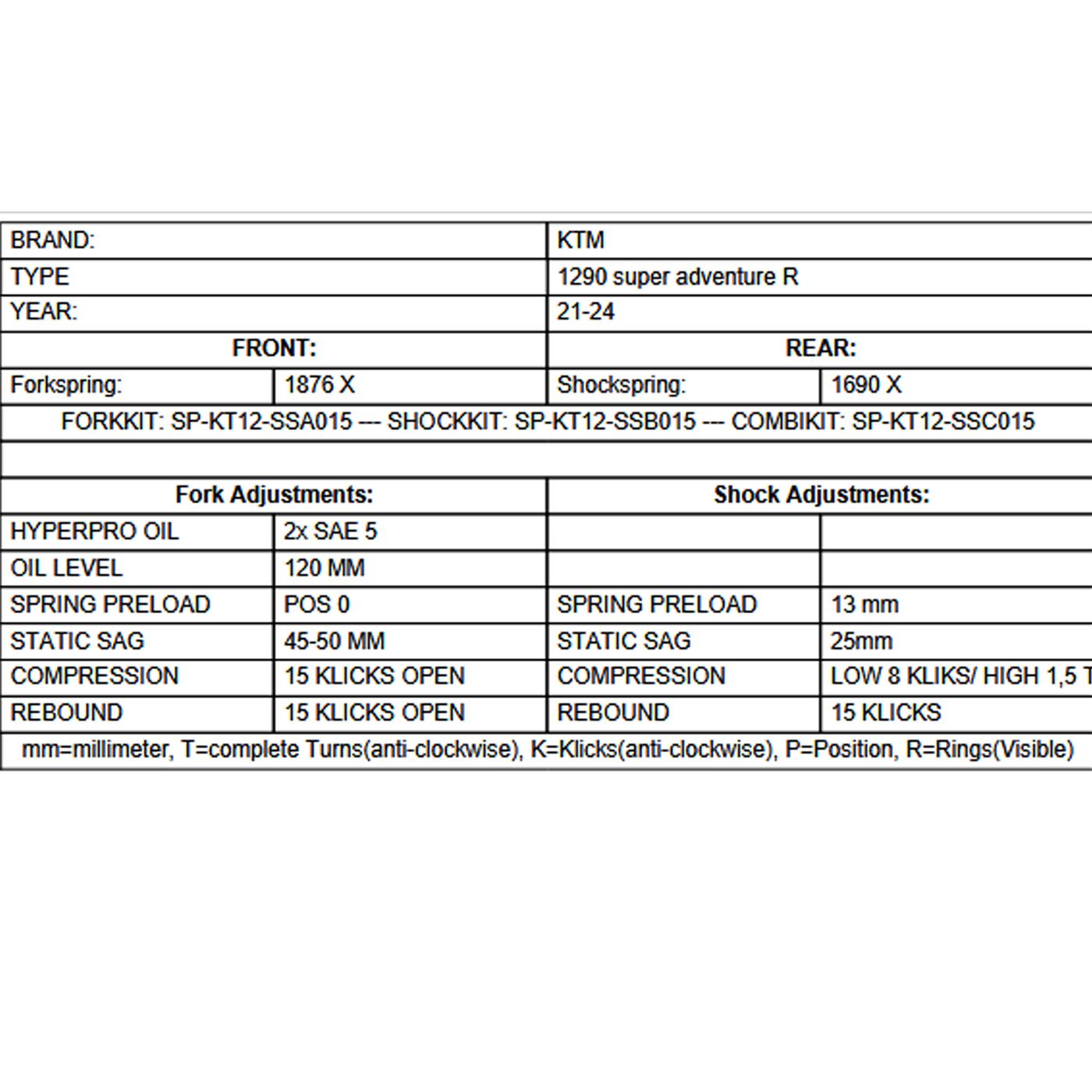 Ressorts Progressifs de Fourche & Amortisseur - KTM Adventure R 1290 22-