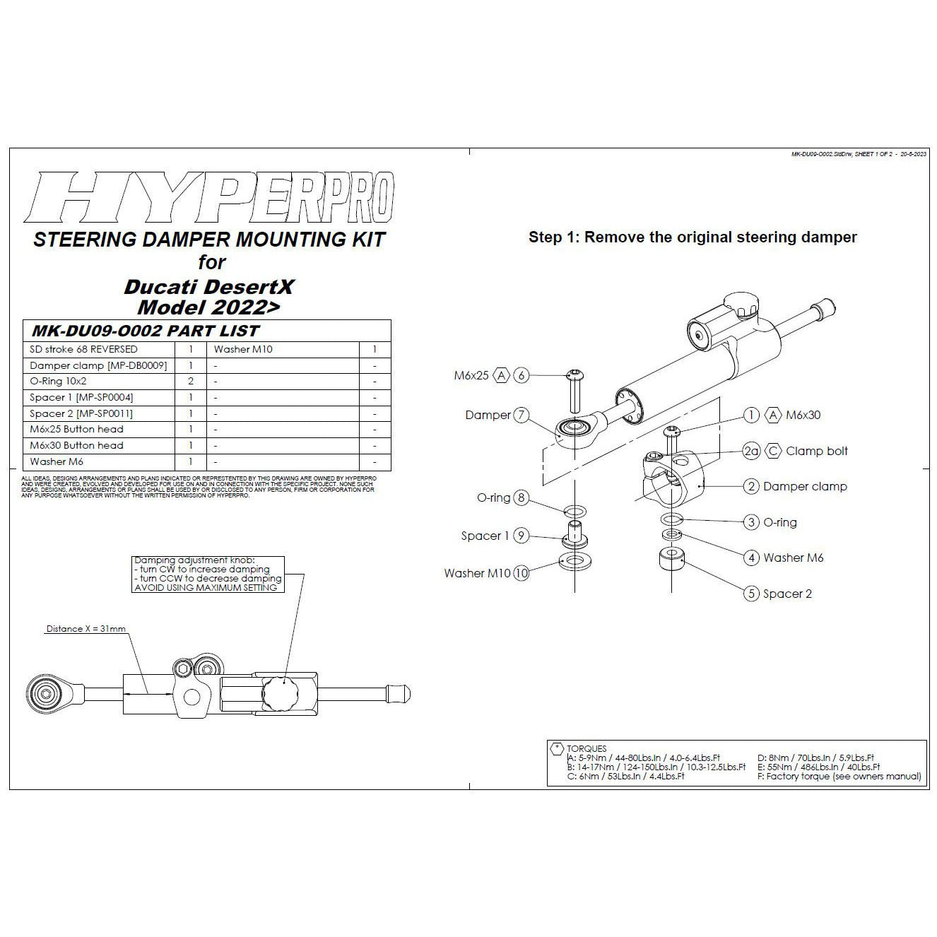 Steering Damper CSC - Ducati DesertX