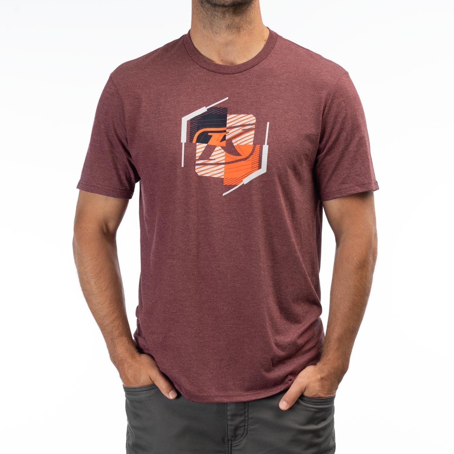 K Shield Crest Tri-Blend Maroon Frost - Red Orange Men T-Shirt