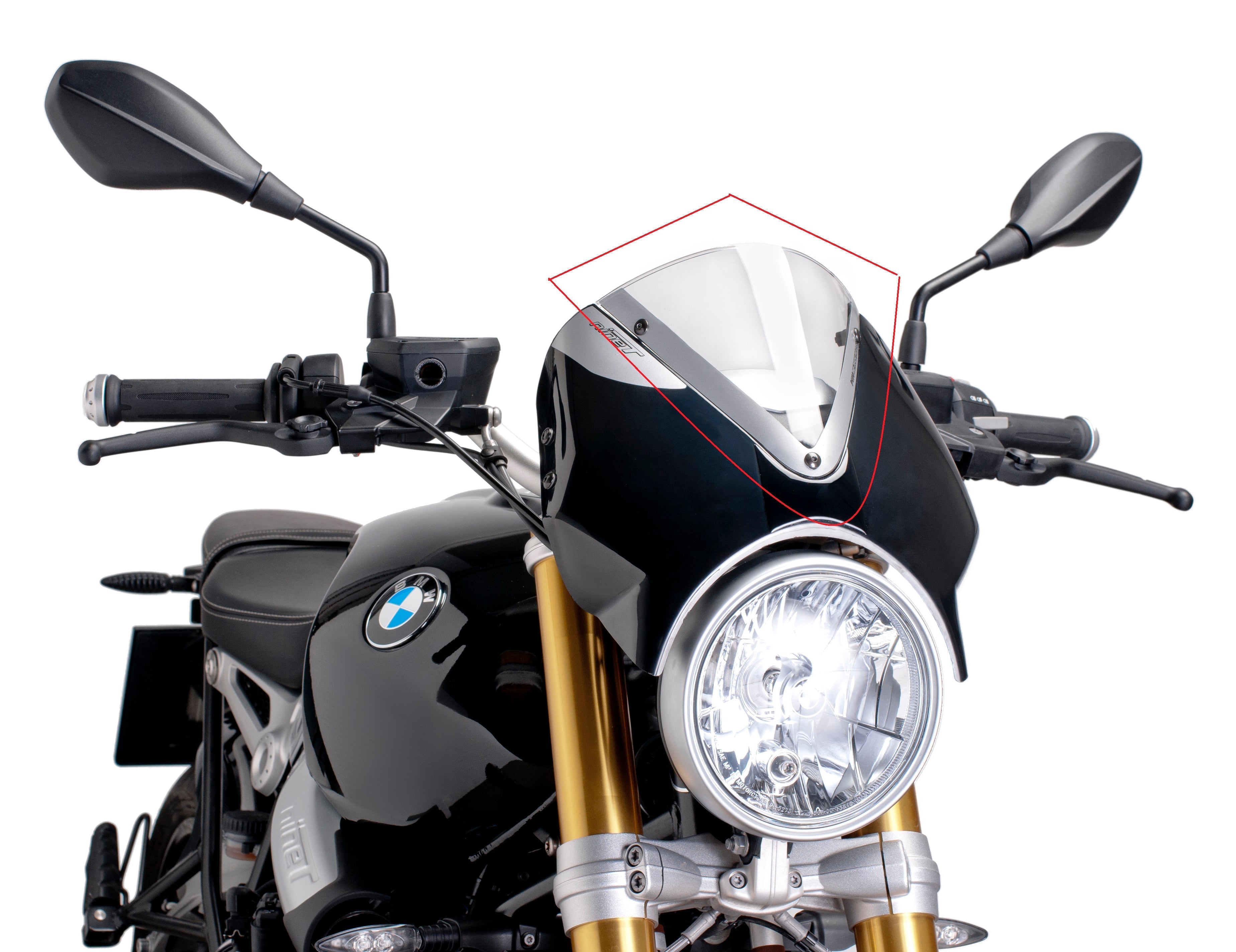 Retrovision Black Housing Windshield - BMW RnineT 14-