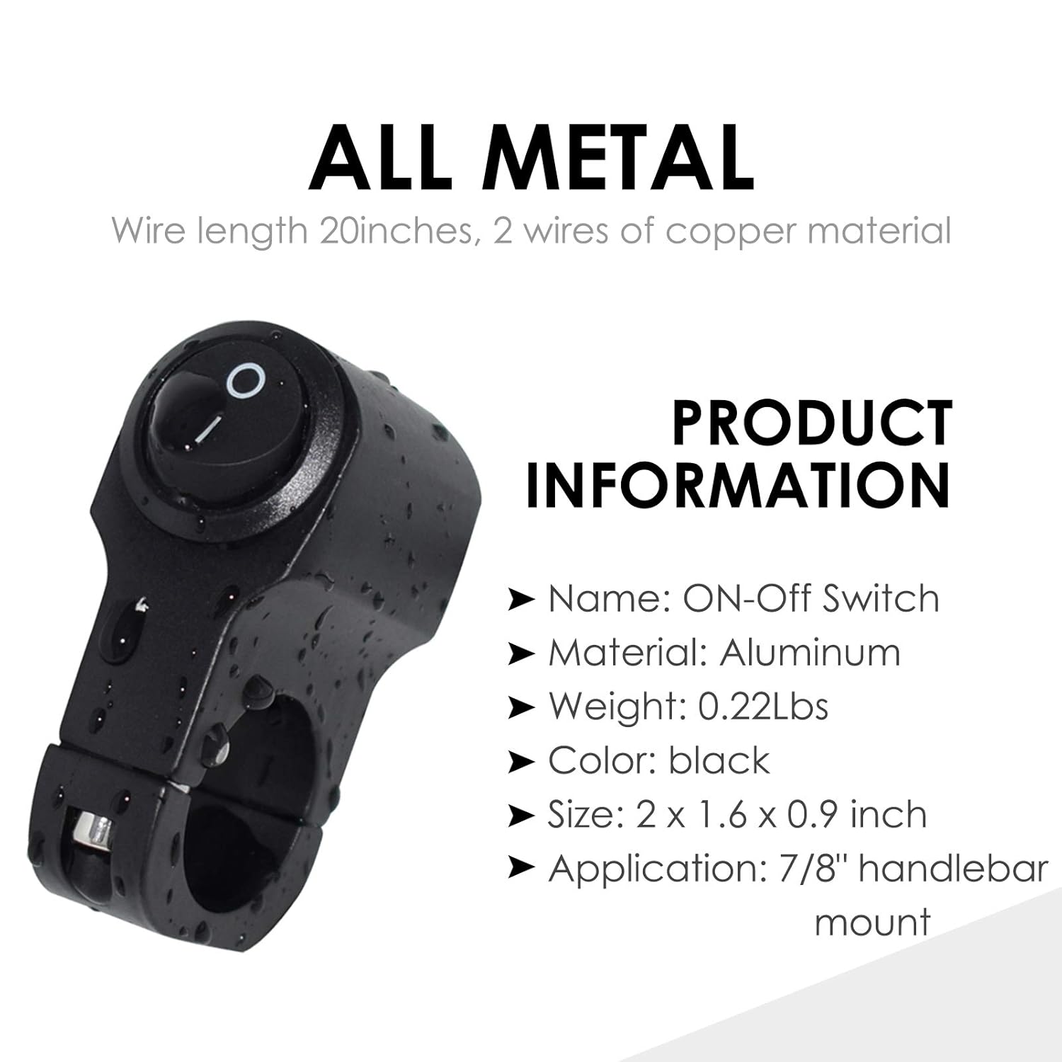 7/8" Motorcycle Handlebar Mount ON-OFF Switch DC 12V For Motorbike Fog Lamp Head Light Electrical System