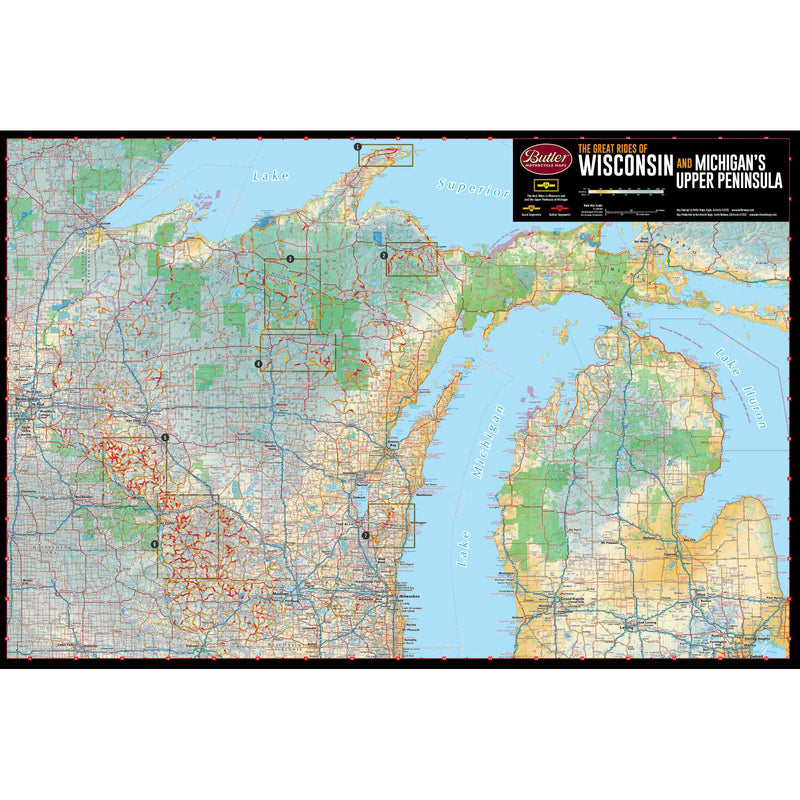 Carte Wisconsin & Péninsule du Haut Michigan G1 Butler Map