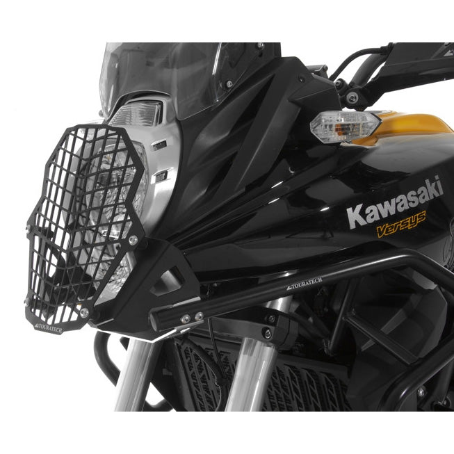 Protège Phare Acier Inoxydable Noir à Détache Rapide pour Barres de Protection Touratech - Kawasaki Versys 650 12-14