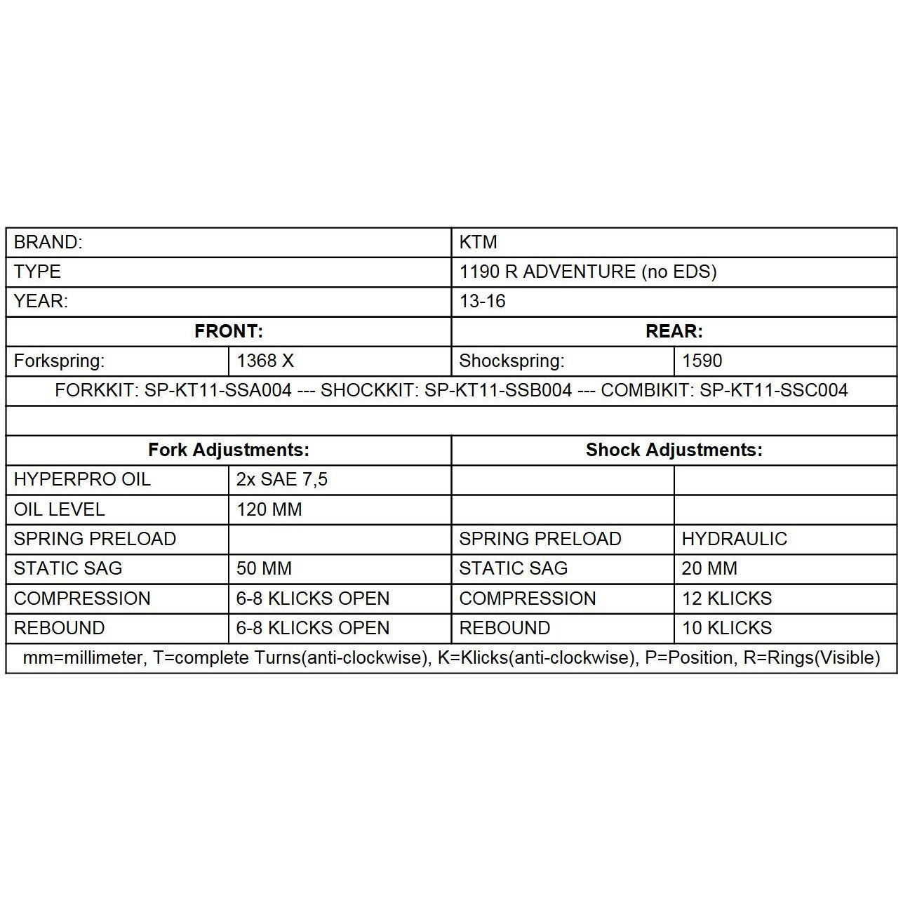 Progressive Fork Springs - KTM Adventure R 1190 with ABS without EDS