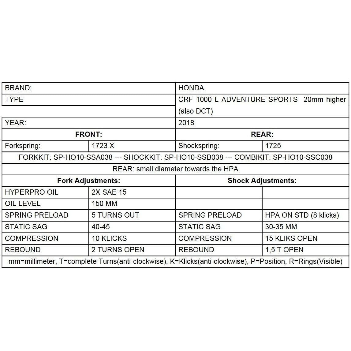 Progressive Fork Springs Standard, 25mm Lowering & 20mm Raising - Honda Africa Twin CRF1000L ATAS