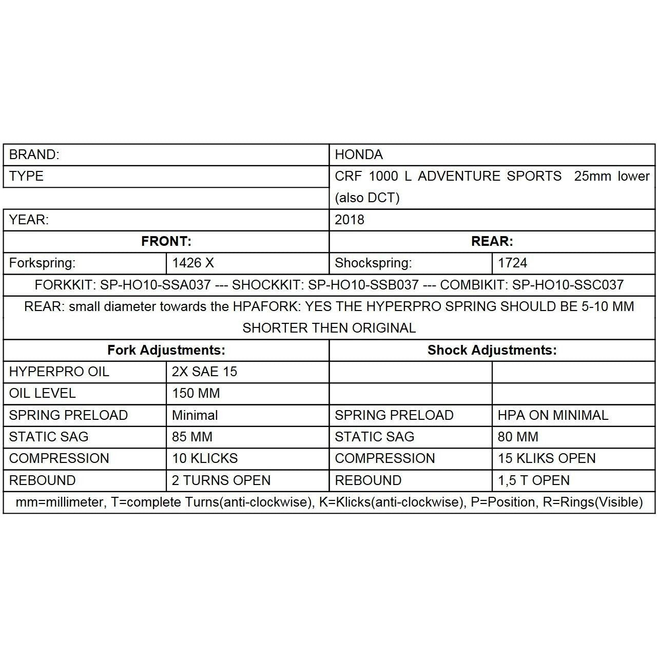 Progressive Fork Springs Standard, 25mm Lowering & 20mm Raising - Honda Africa Twin CRF1000L ATAS