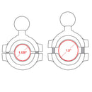 Torque Large 1.125" - 1.5" Handlebar/Rail 1" Ball (B) Base