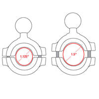 Torque Large 1.125" - 1.5" Handlebar/Rail 1" Ball (B) Base
