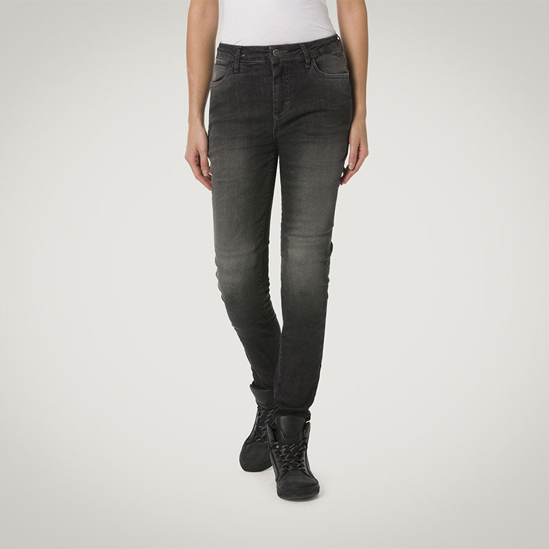 Jeans de Moto Noire Femmes Skinny