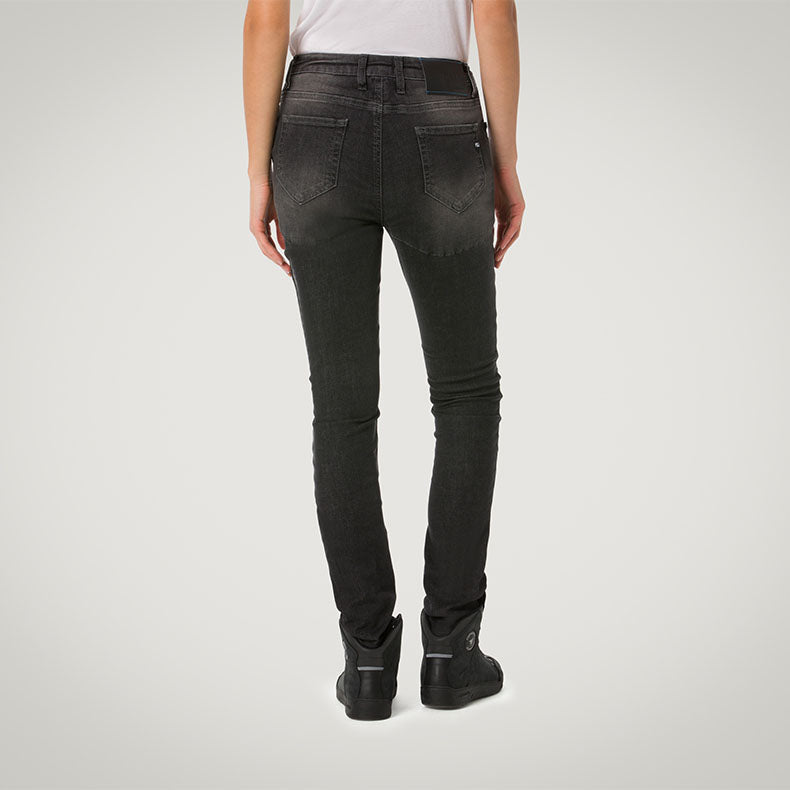 Jeans de Moto Noire Femmes Skinny