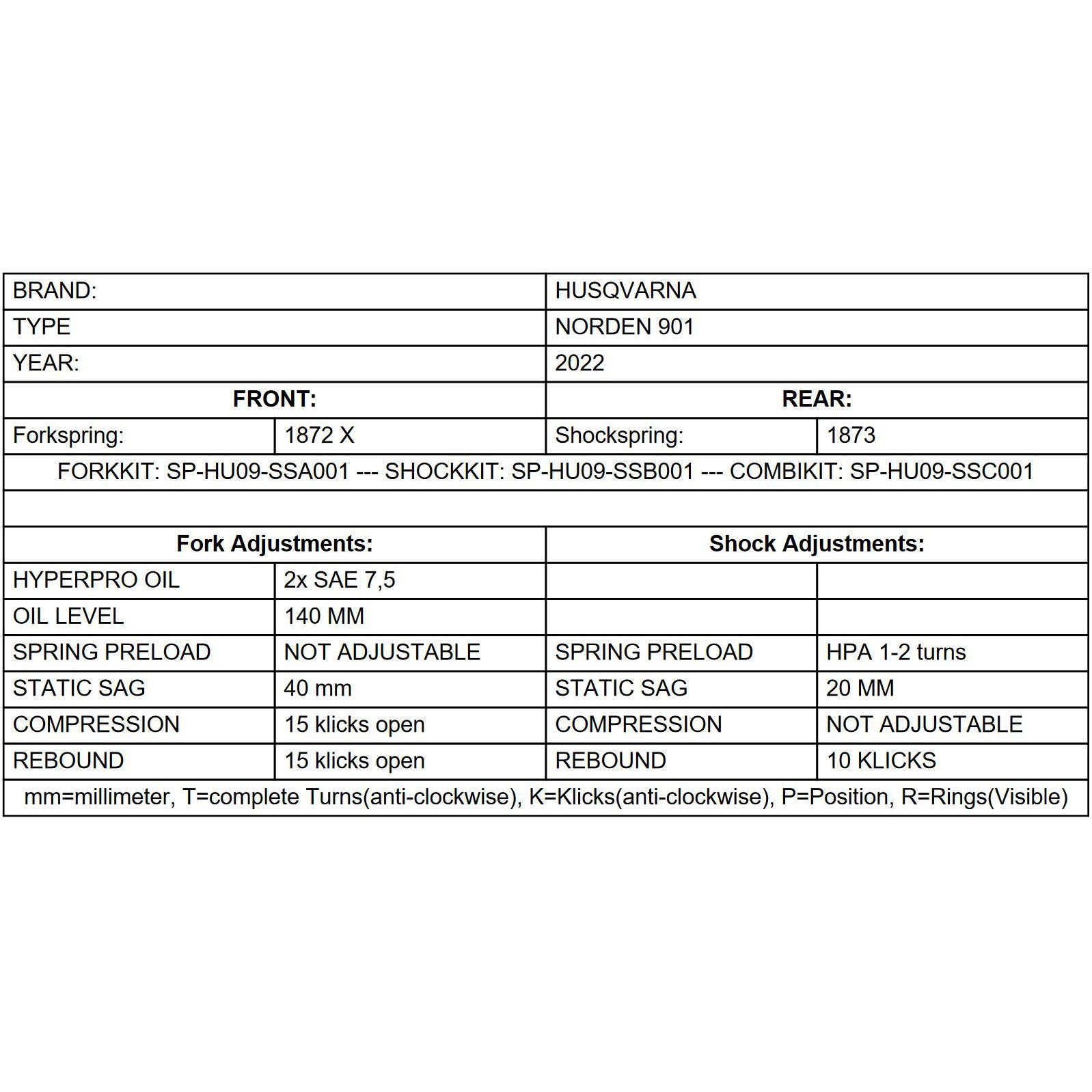 Ressorts Progressifs de Fourche - Husqvarna Norden 901