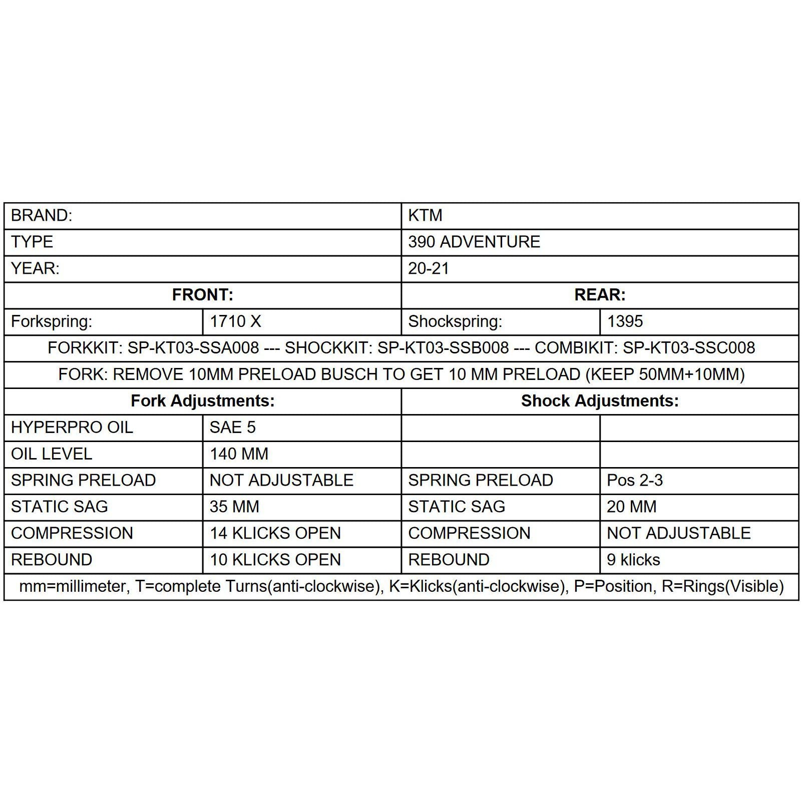 Ressorts Progressifs de Fourche - KTM Adventure 390 à partir de 2020