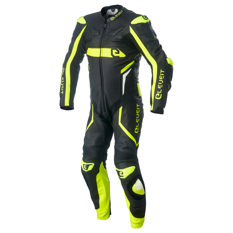 Combinaison de Cuir de Course Hommes Noir/Jaune RC Pro